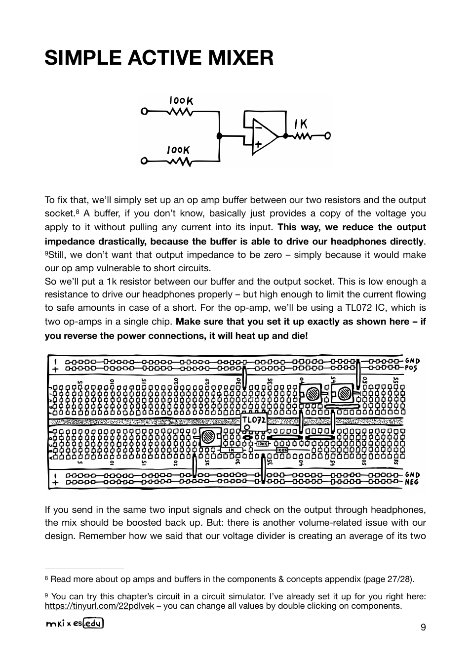 Simple active mixer | Erica Synths EDU DIY Mixer Eurorack Module Kit User Manual | Page 9 / 48