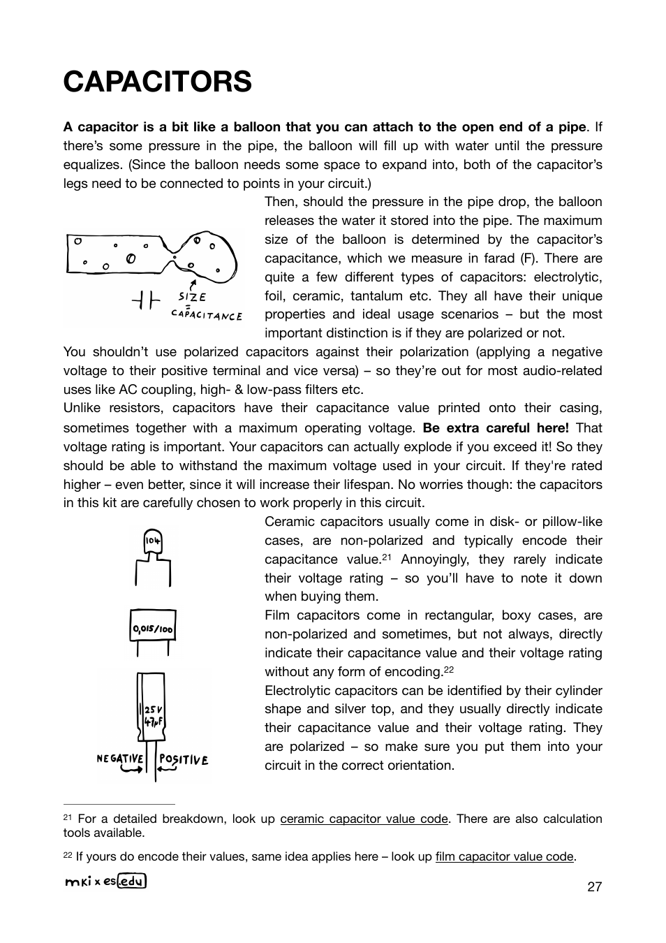 Capacitors | Erica Synths EDU DIY EG Eurorack Module Kit User Manual | Page 27 / 54