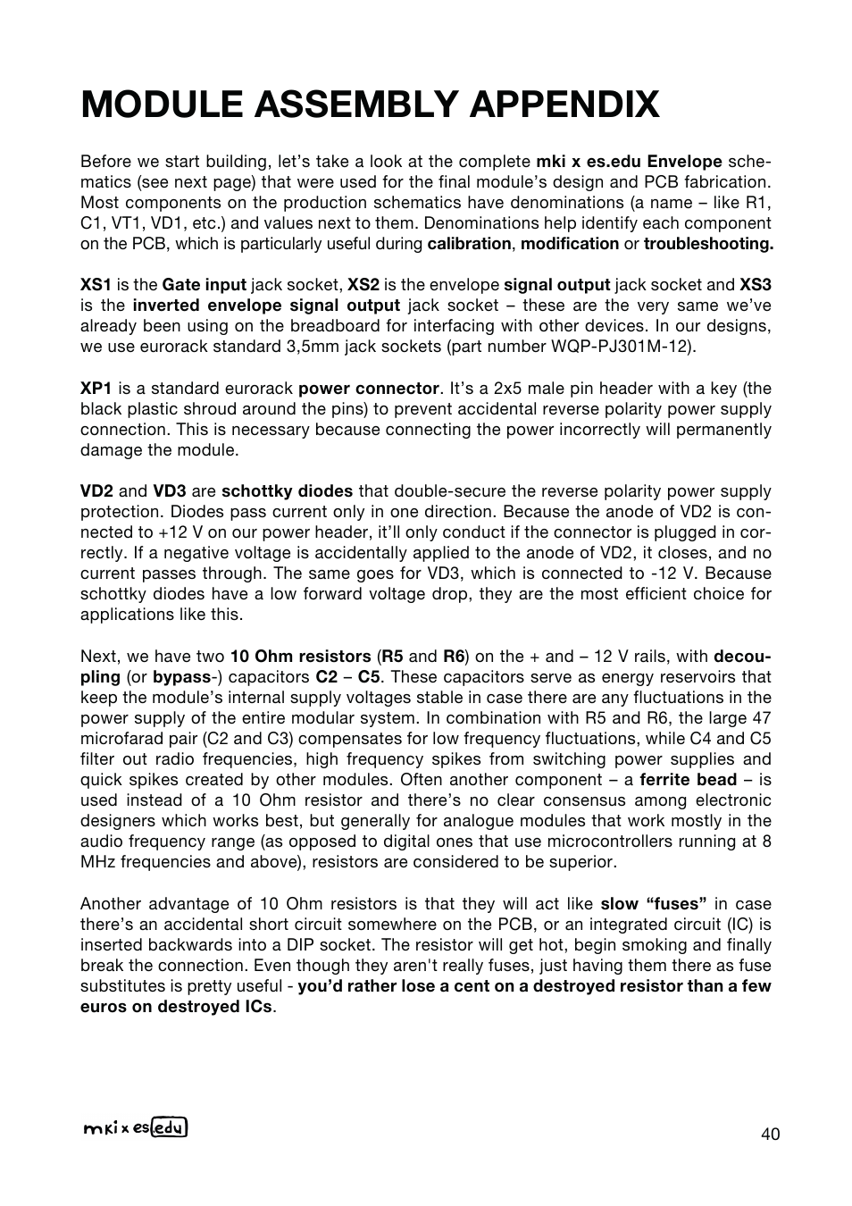 Module assembly appendix | Erica Synths EDU DIY EG Eurorack Module Kit User Manual | Page 40 / 54