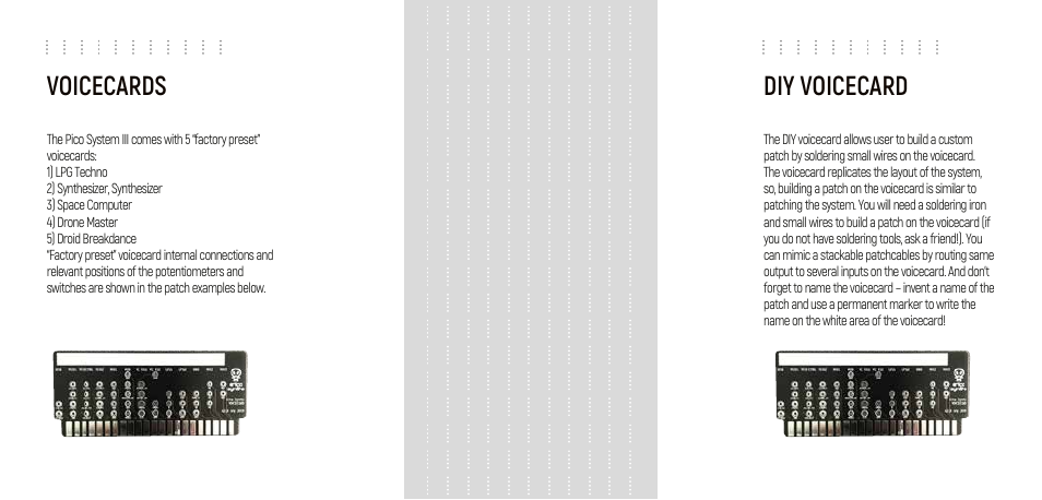 Voicecards, Diy voicecard | Erica Synths Pico System III Eurorack Modular Synthesizer System (Eurorack Module) User Manual | Page 12 / 32