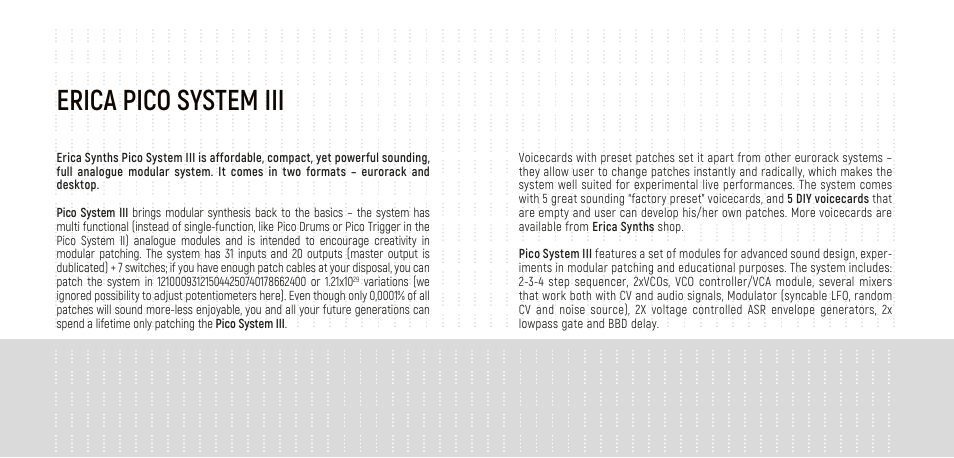 Erica pico system iii | Erica Synths Pico System III Eurorack Modular Synthesizer System (Eurorack Module) User Manual | Page 2 / 32