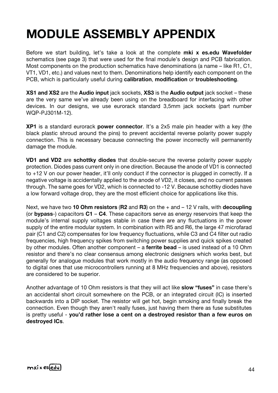 Module assembly appendix | Erica Synths EDU DIY Wavefolder Eurorack Module Kit User Manual | Page 44 / 55