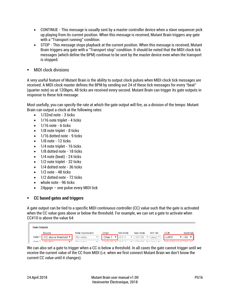 Erica Synths Hexinverter Mutant Brain MIDI to CV Eurorack Module (8 HP) User Manual | Page 16 / 17