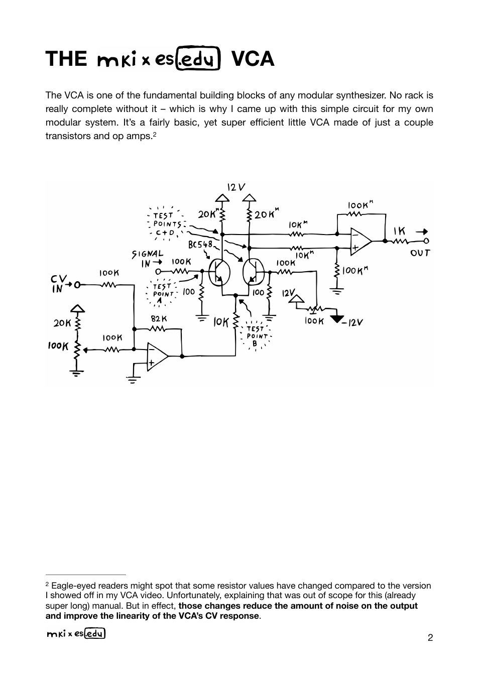 The vca | Erica Synths EDU DIY Dual VCA Eurorack Module Kit User Manual | Page 2 / 60