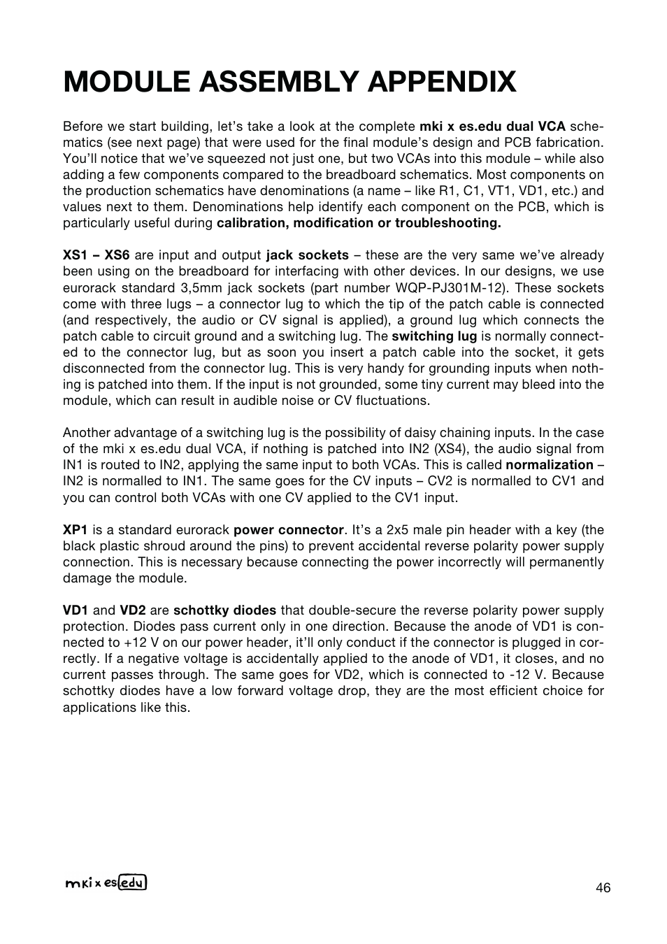 Module assembly appendix | Erica Synths EDU DIY Dual VCA Eurorack Module Kit User Manual | Page 46 / 60