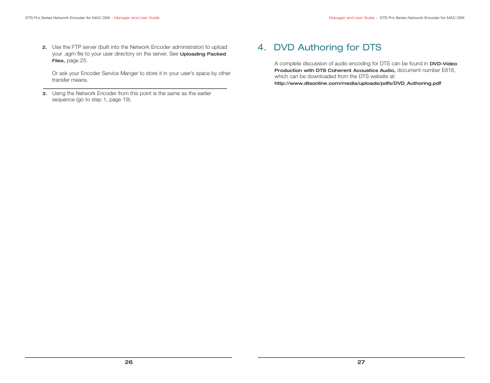 Dvd authoring for dts | DTS Pro Series User Manual | Page 15 / 18