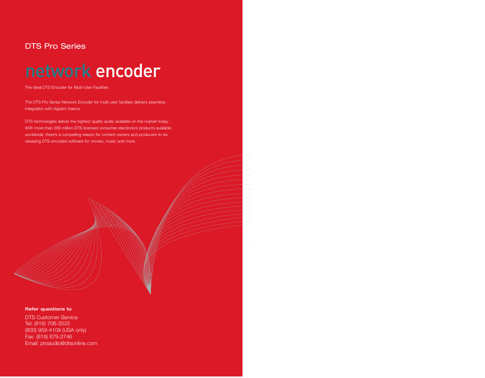 Network encoder | DTS Pro Series User Manual | Page 18 / 18
