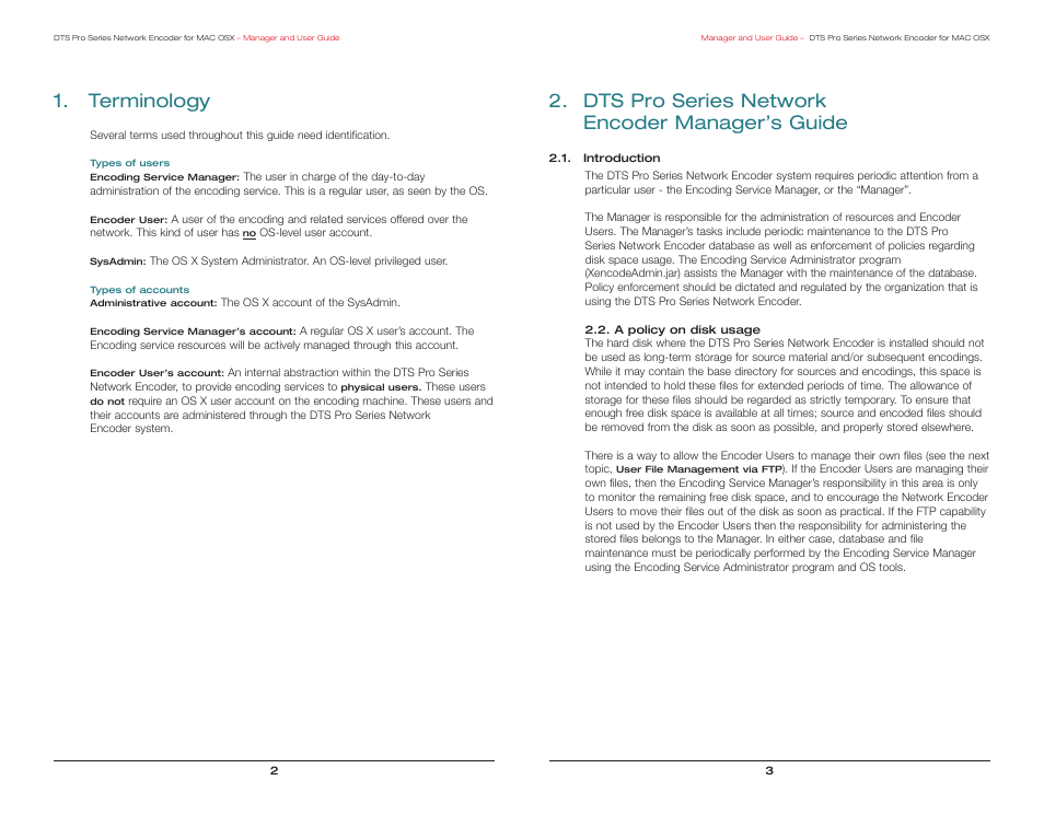 Dts pro series network encoder manager’s guide, Terminology | DTS Pro Series User Manual | Page 3 / 18