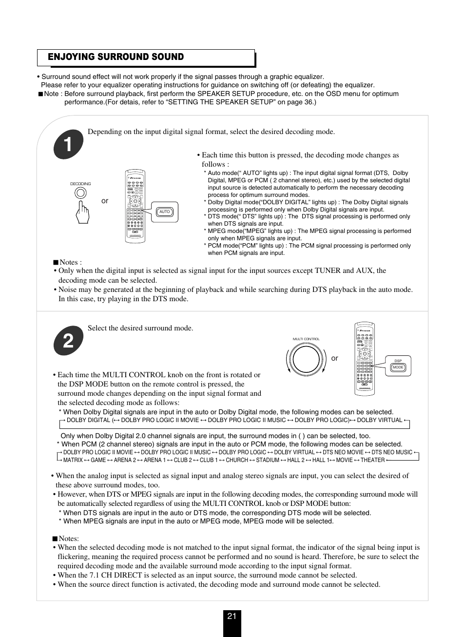 Enjoying surround sound | DTS RV4700 DTS-ES User Manual | Page 21 / 50