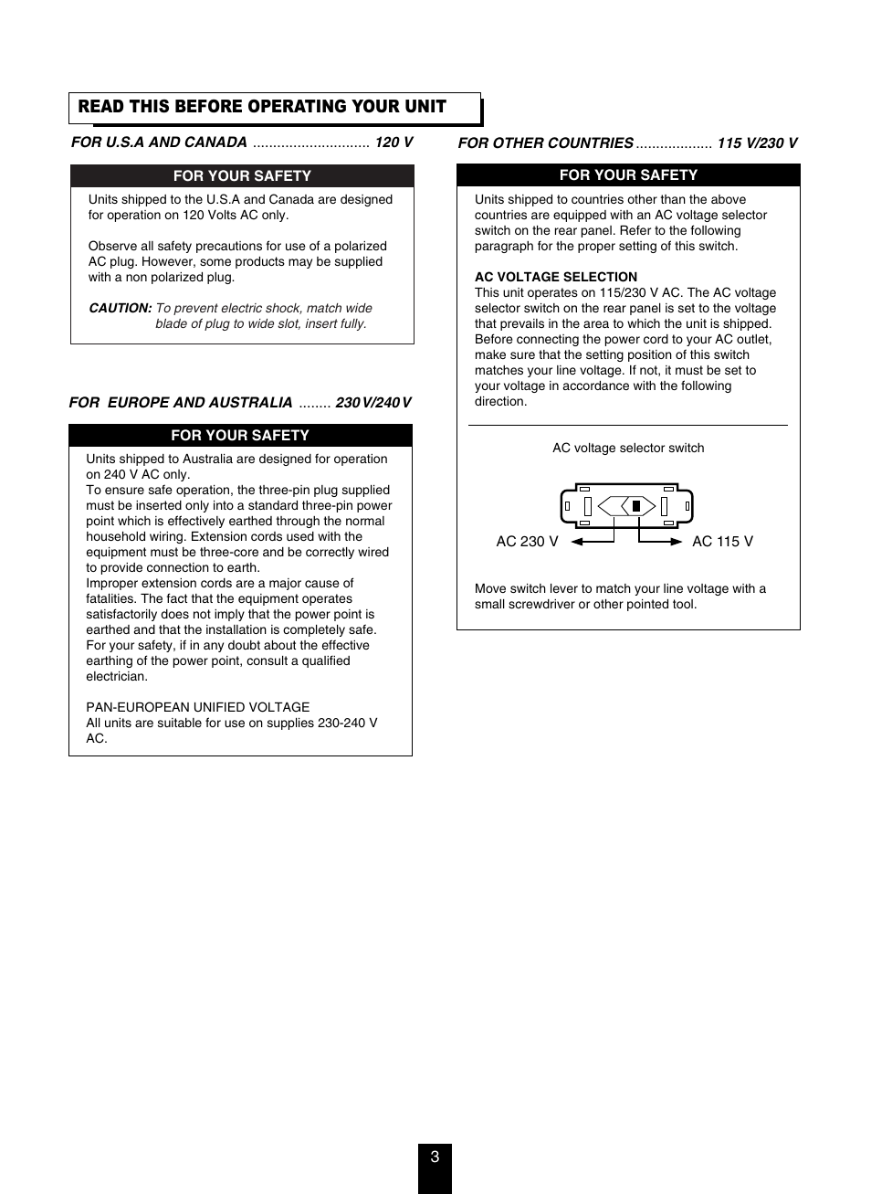 Read this before operating your unit | DTS RV4700 DTS-ES User Manual | Page 3 / 50