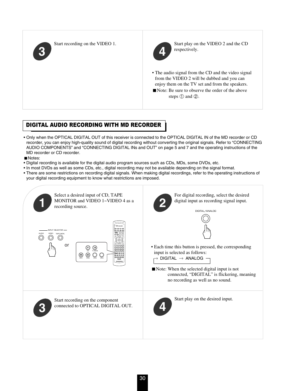 Digital audio recording with md recorder | DTS RV4700 DTS-ES User Manual | Page 30 / 50