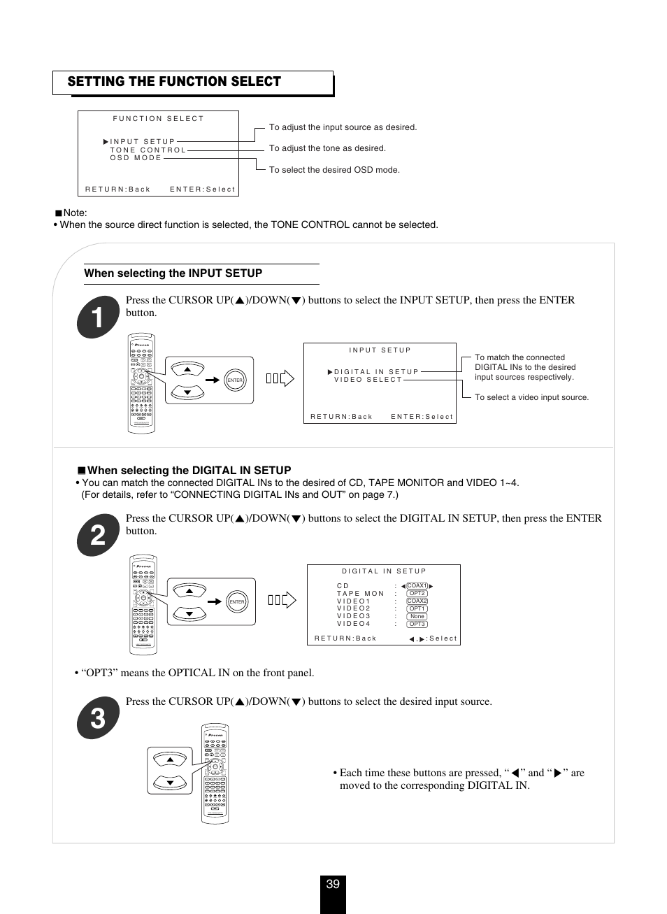 Setting the function select | DTS RV4700 DTS-ES User Manual | Page 39 / 50