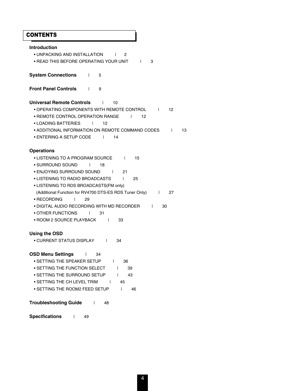 DTS RV4700 DTS-ES User Manual | Page 4 / 50