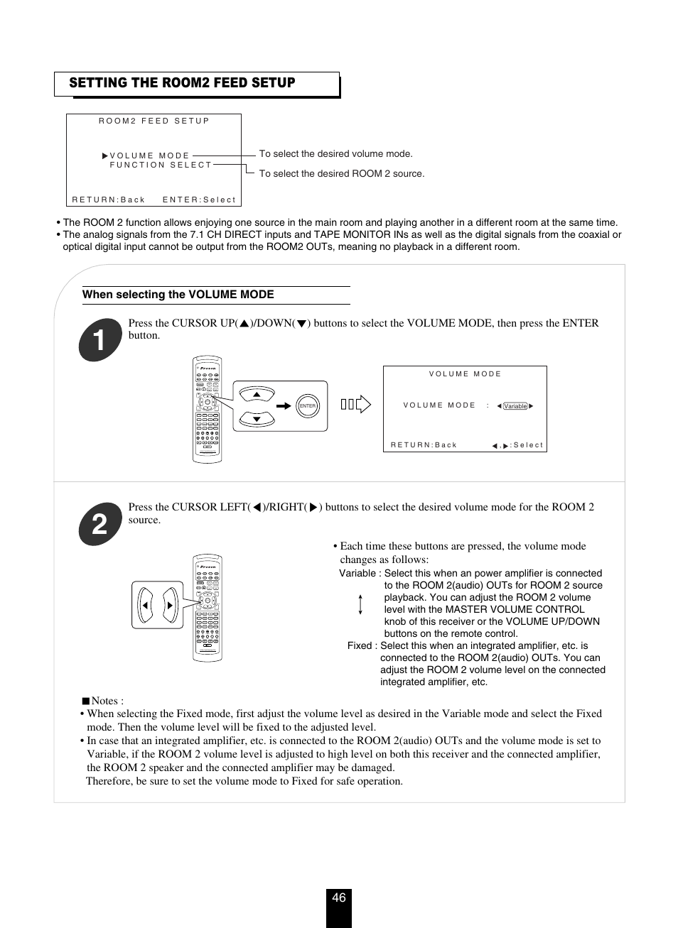 Setting the room2 feed setup | DTS RV4700 DTS-ES User Manual | Page 46 / 50