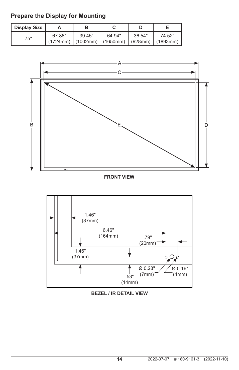 Prepare the display for mounting | Peerless-AV XHB754 4K UHD Xtreme High Bright LED Outdoor Display (75") User Manual | Page 14 / 84