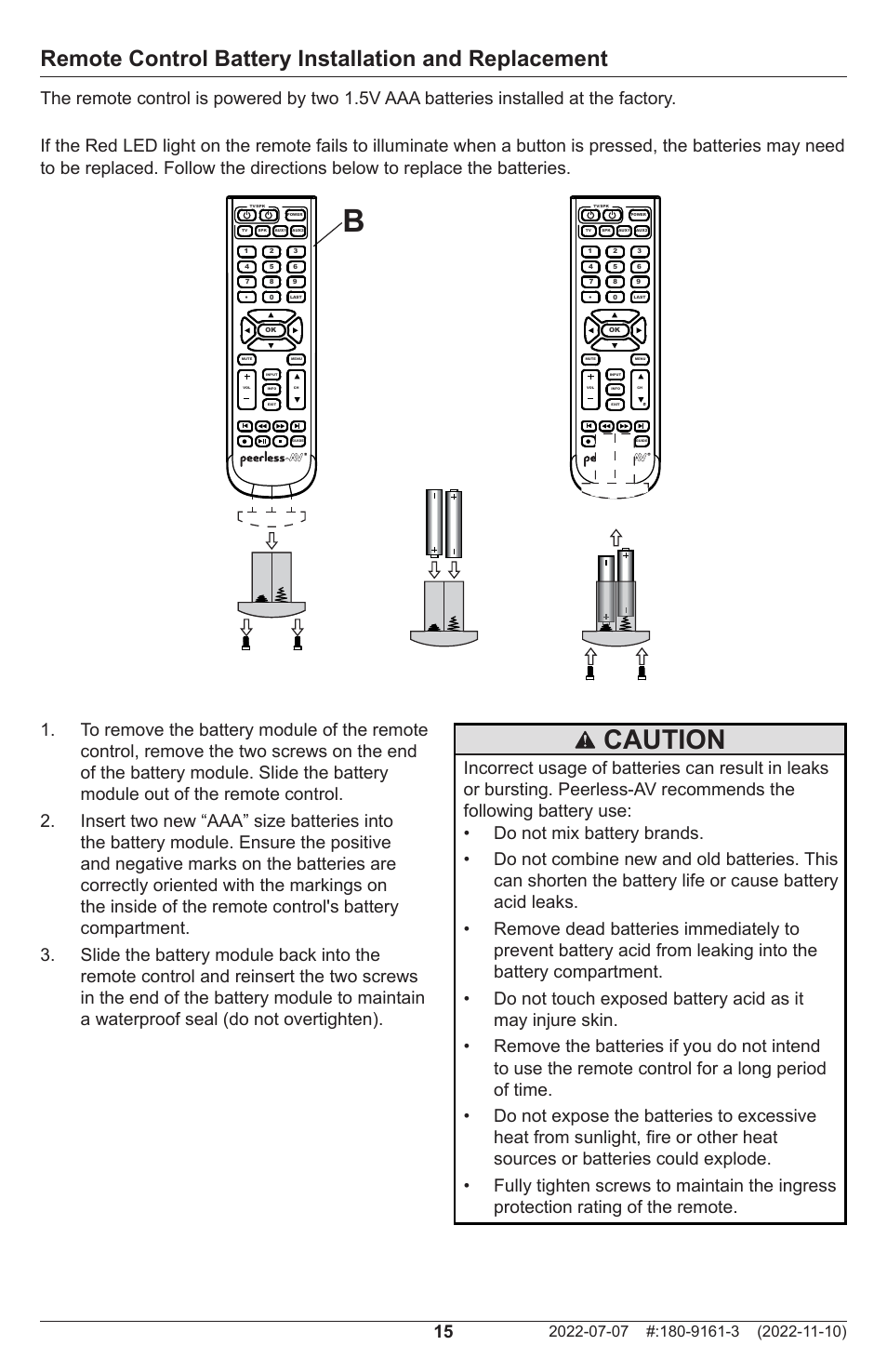 Caution | Peerless-AV XHB754 4K UHD Xtreme High Bright LED Outdoor Display (75") User Manual | Page 15 / 84