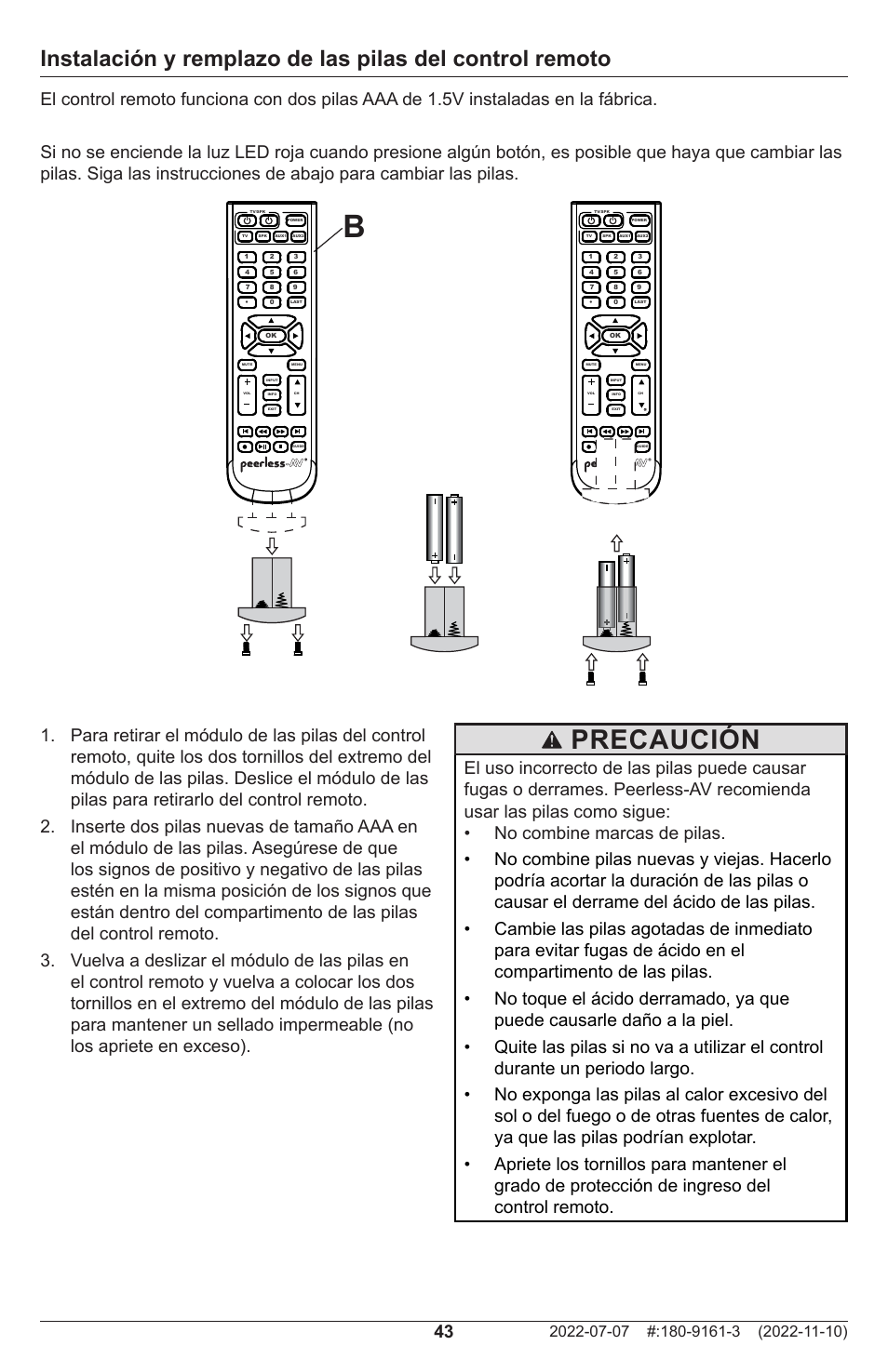 Precaución | Peerless-AV XHB754 4K UHD Xtreme High Bright LED Outdoor Display (75") User Manual | Page 43 / 84