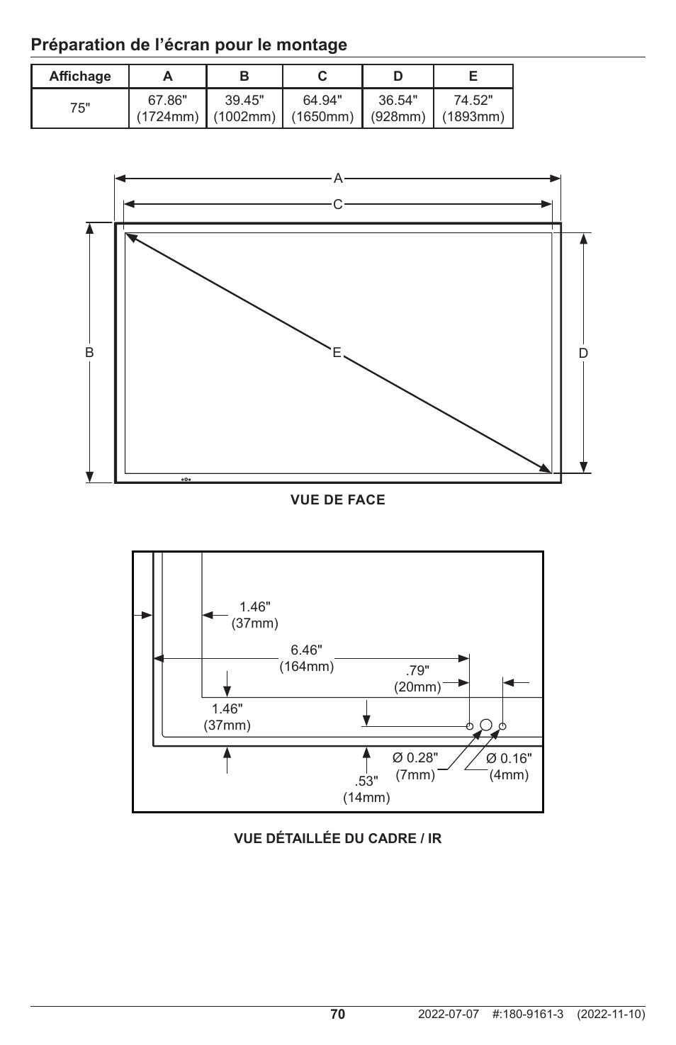 Préparation de l’écran pour le montage | Peerless-AV XHB754 4K UHD Xtreme High Bright LED Outdoor Display (75") User Manual | Page 70 / 84