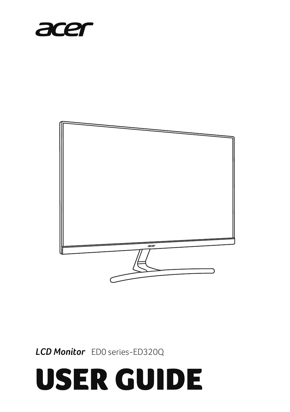 Acer 31.5" ED320Q Xbmiipx 240 Hz Curved Gaming Monitor User Manual | 112 pages