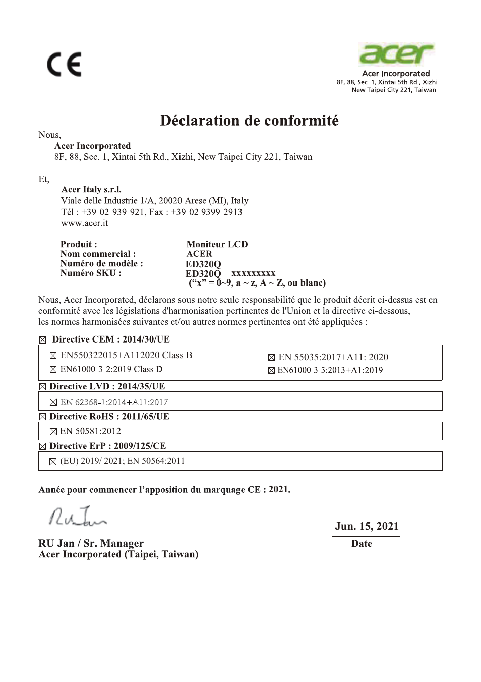 Acer 31.5" ED320Q Xbmiipx 240 Hz Curved Gaming Monitor User Manual | Page 108 / 112