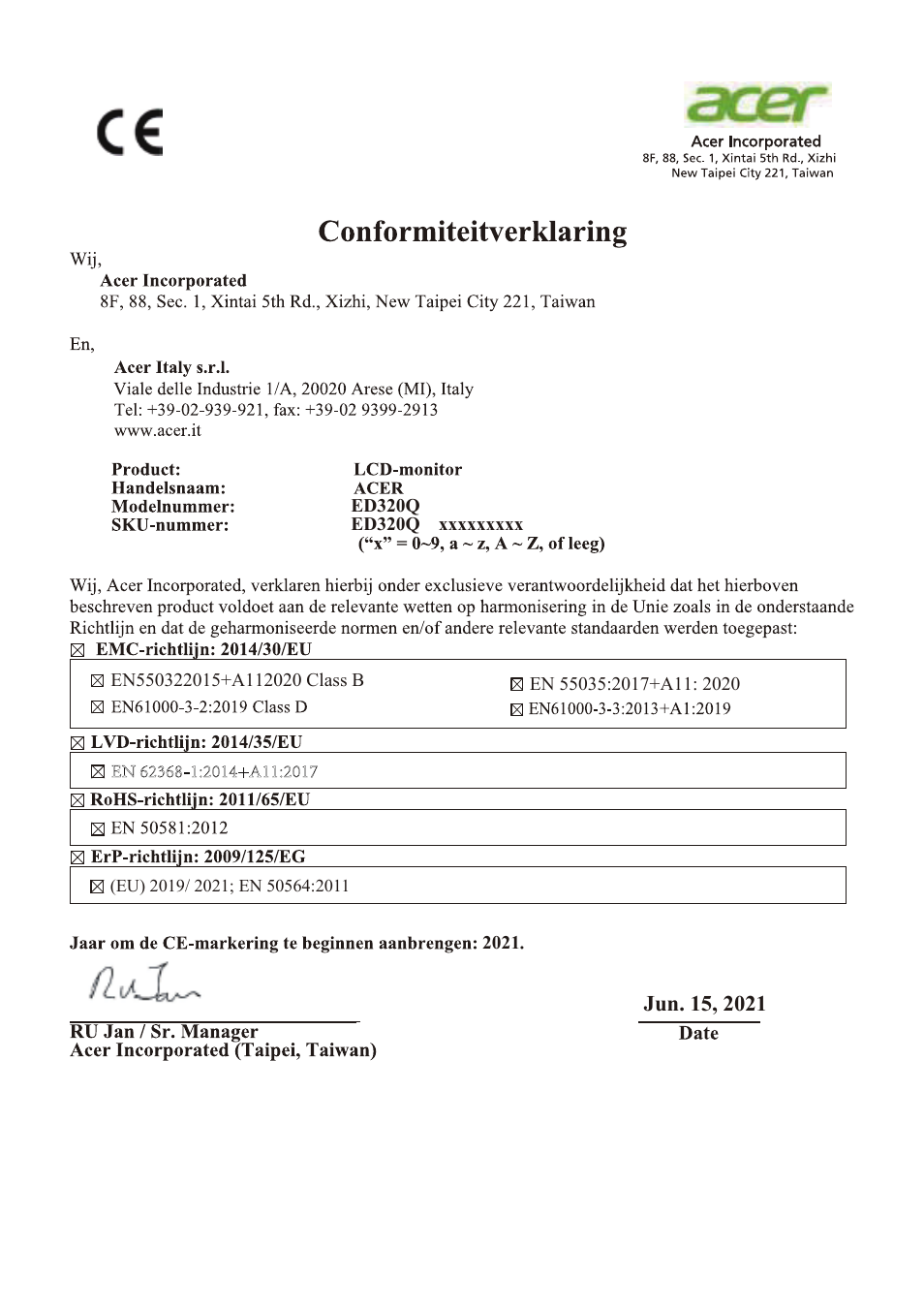 Acer 31.5" ED320Q Xbmiipx 240 Hz Curved Gaming Monitor User Manual | Page 110 / 112