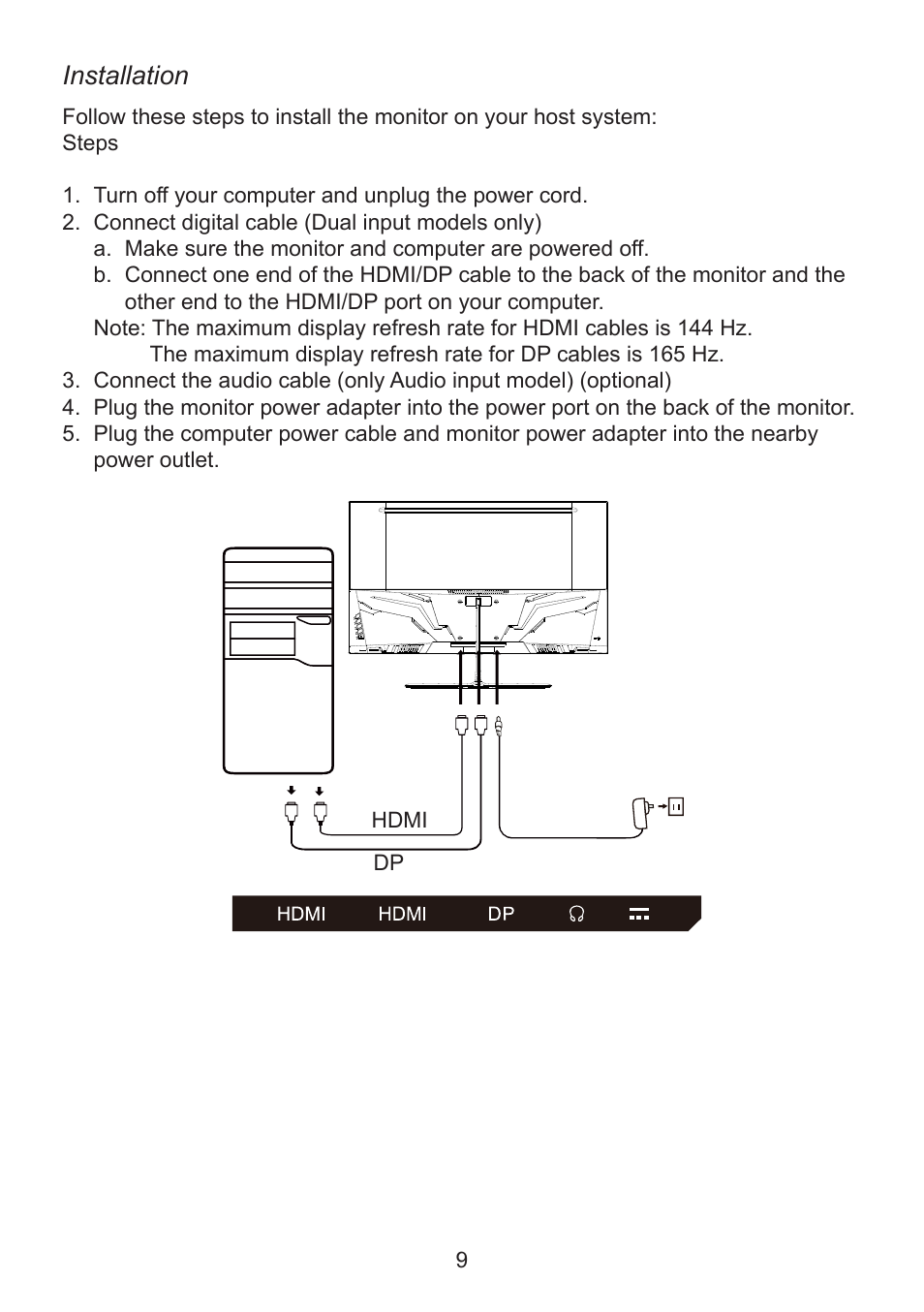 Installation | Acer ED320QR bi 32" Curved Monitor User Manual | Page 19 / 33