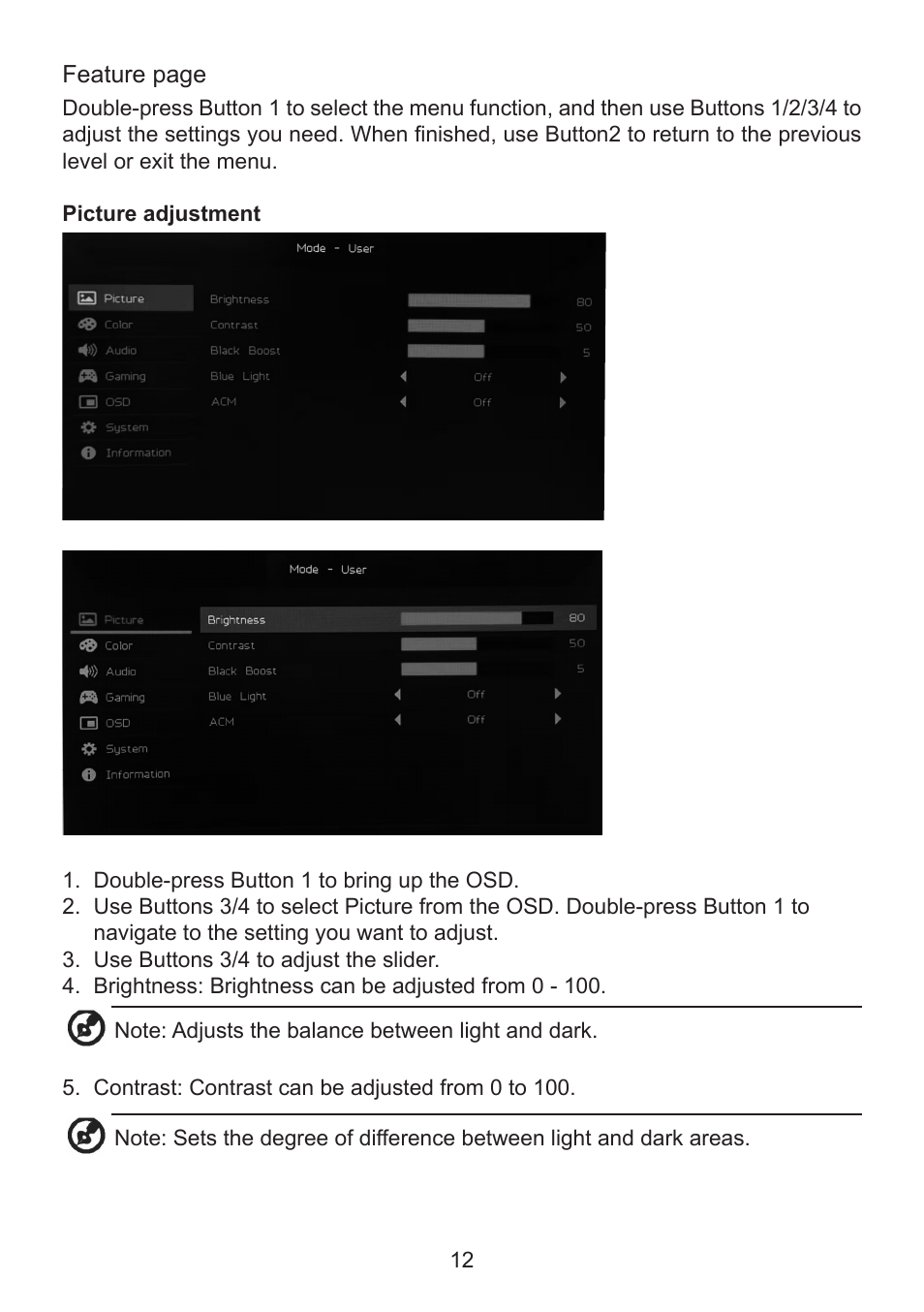 Acer ED320QR bi 32" Curved Monitor User Manual | Page 22 / 33