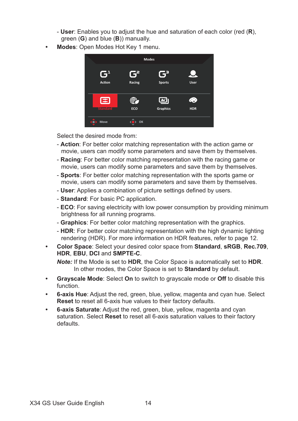 Acer Predator X34 Sbmiiphzx 34" 180 Hz Curved Gaming Monitor User Manual | Page 24 / 29