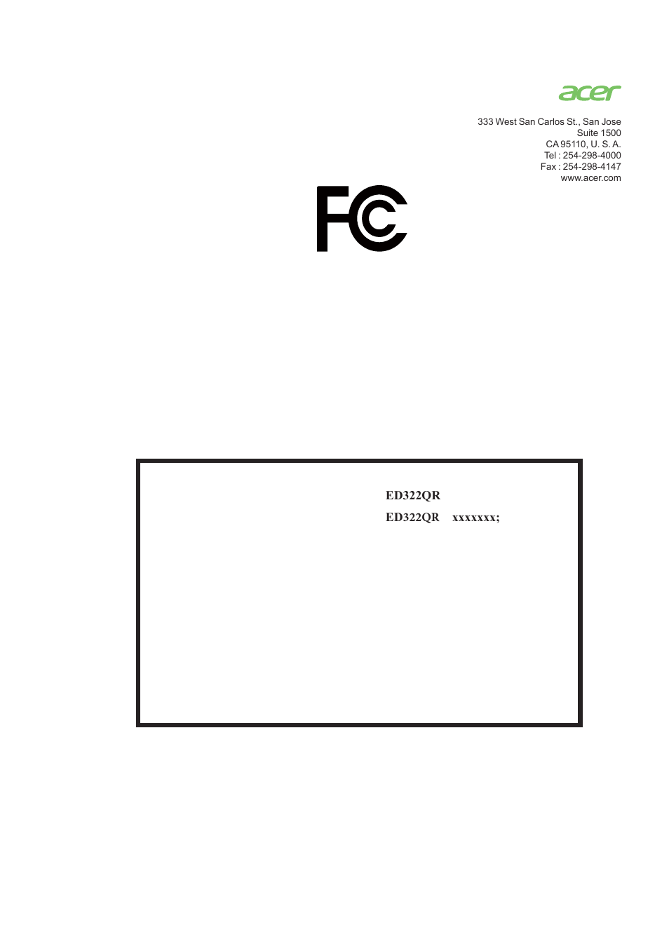 Acer ED322QR Pbmiipx 31.5" 16:9 Curved 144 Hz FreeSync VA Monitor User Manual | Page 11 / 27