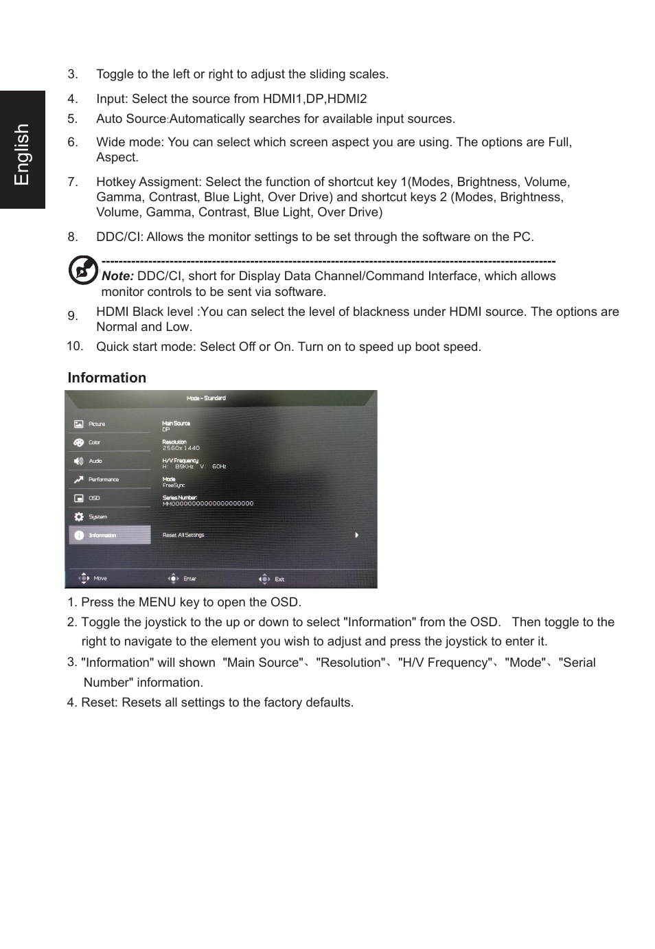 English | Acer ED322QR Pbmiipx 31.5" 16:9 Curved 144 Hz FreeSync VA Monitor User Manual | Page 26 / 27