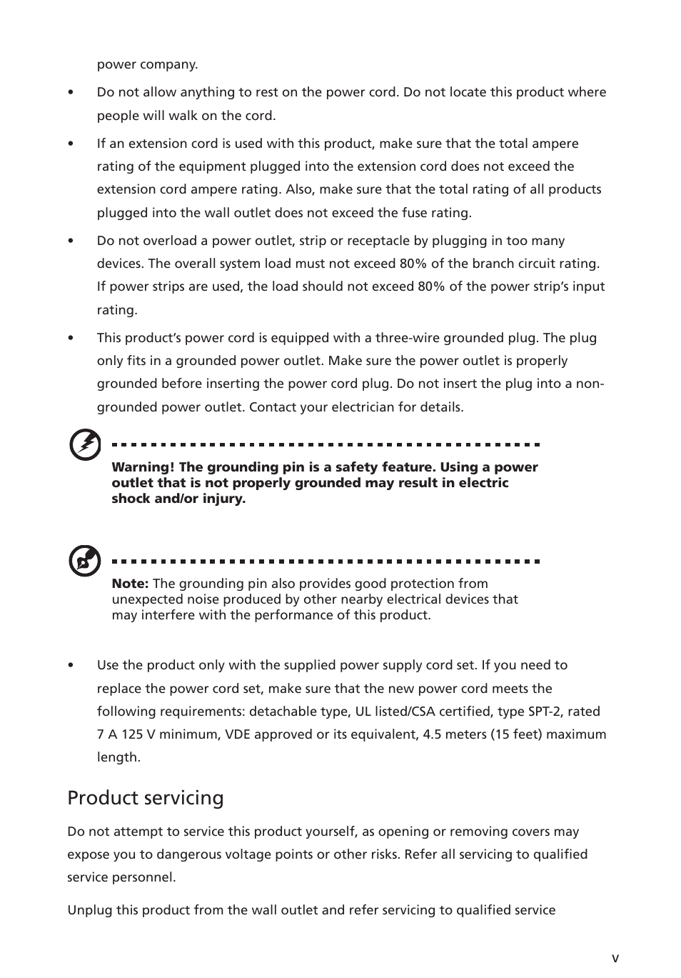 Product servicing | Acer ED322QR Pbmiipx 31.5" 16:9 Curved 144 Hz FreeSync VA Monitor User Manual | Page 5 / 27