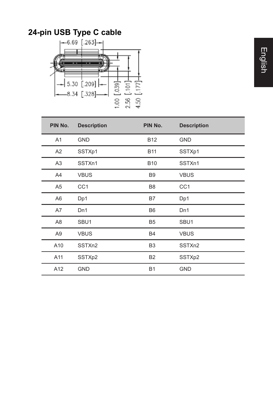 English 24-pin usb type c cable | Acer XB273U GXbmiipruzx 27" 16:9 240 Hz G-Sync IPS Gaming Monitor User Manual | Page 19 / 33