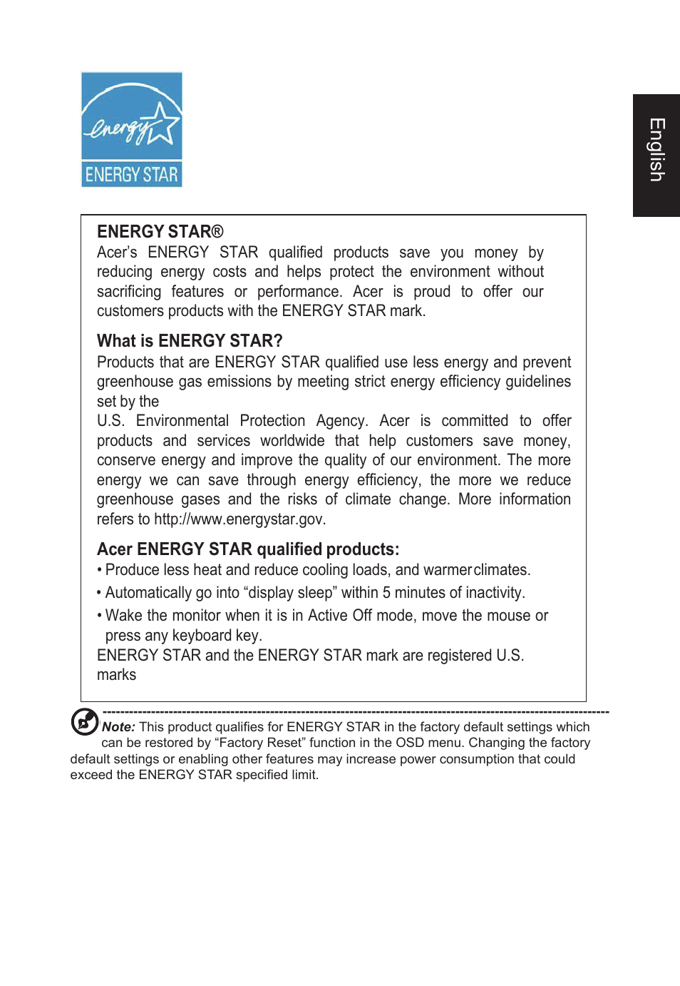 English | Acer CB2 Series CB272U smiiprx 27" 16:9 HDR FreeSync IPS Monitor User Manual | Page 11 / 35