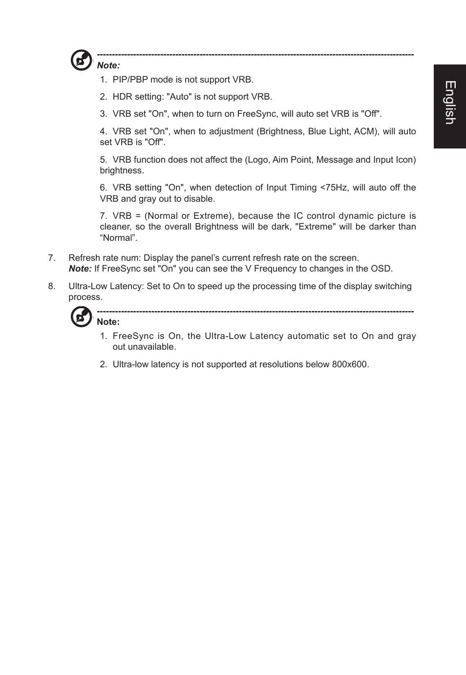 English | Acer CB2 Series CB272U smiiprx 27" 16:9 HDR FreeSync IPS Monitor User Manual | Page 27 / 35