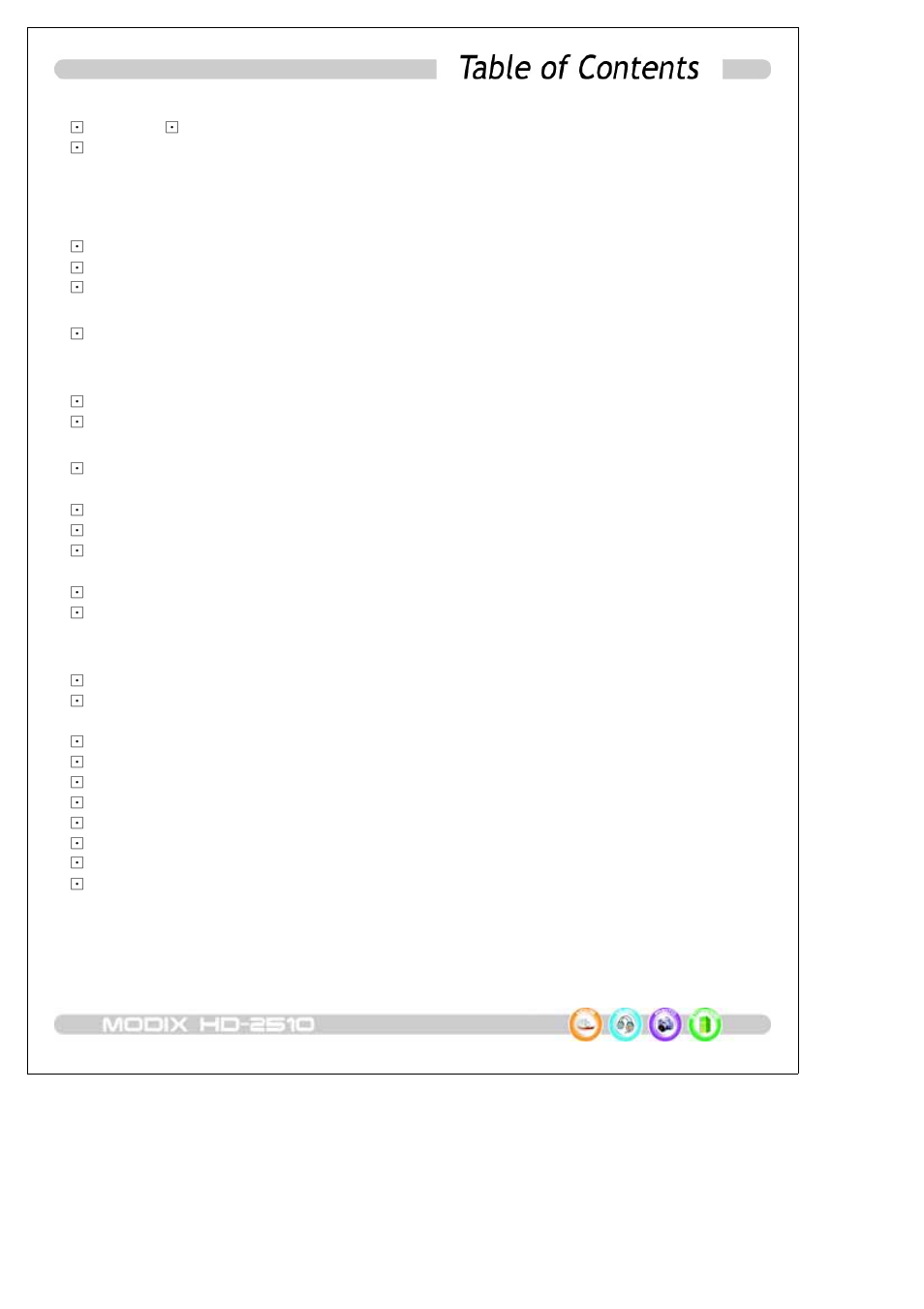 DTS HDTV MODIX HD-2510 User Manual | Page 2 / 35