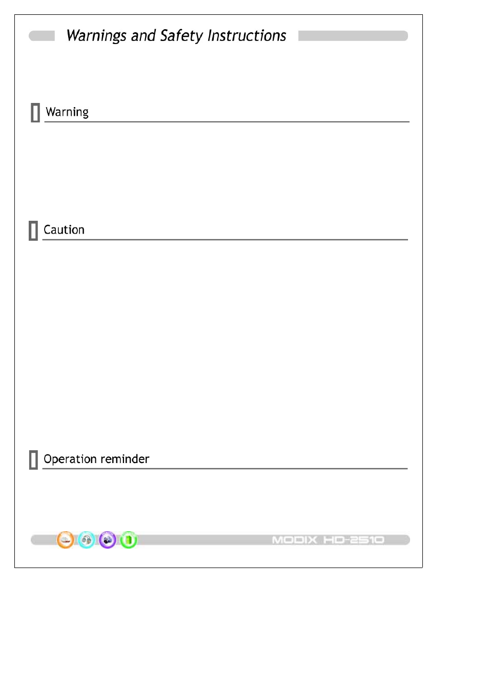 DTS HDTV MODIX HD-2510 User Manual | Page 3 / 35