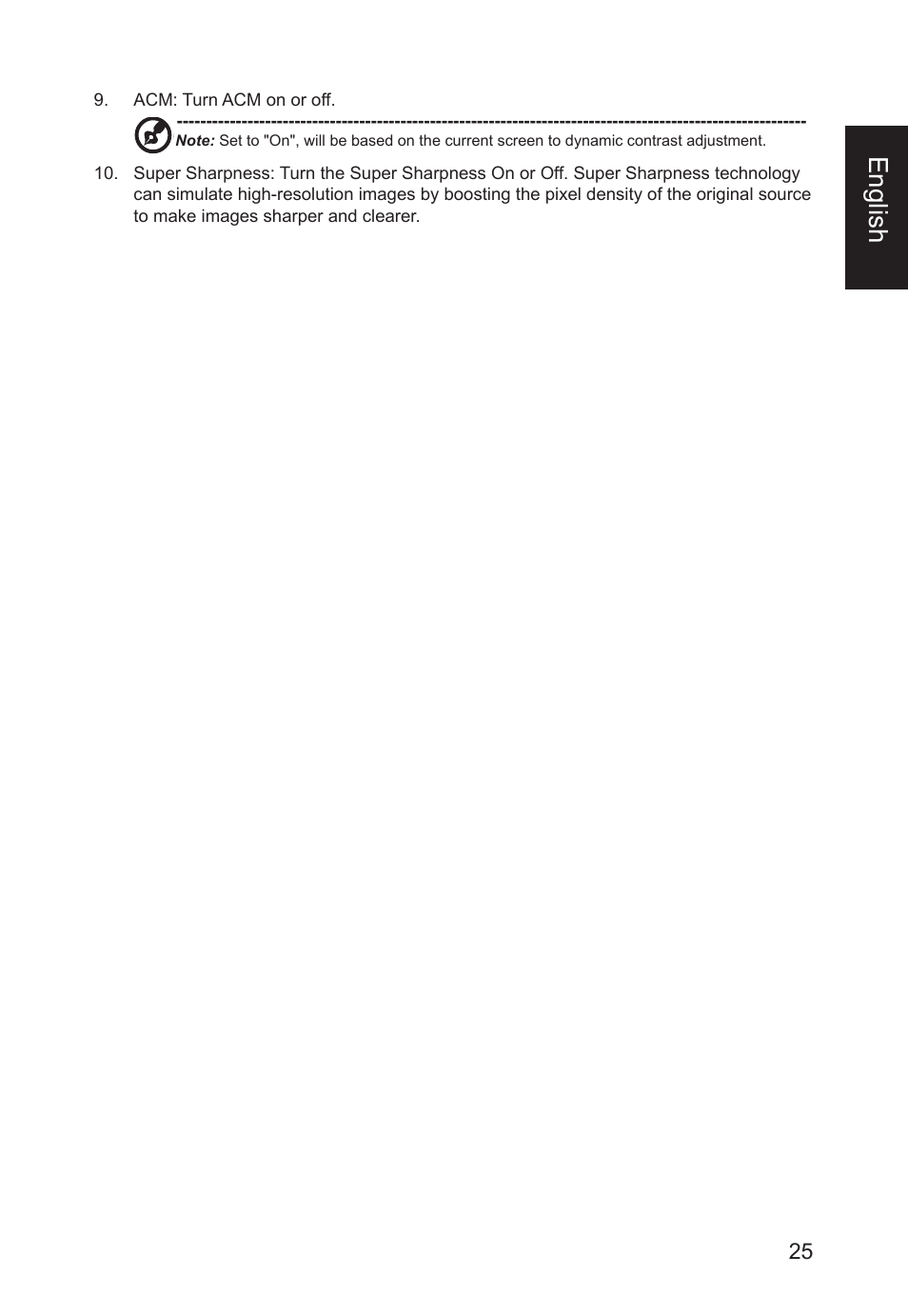 English | Acer CB241Y bmirux 23.8" Monitor User Manual | Page 25 / 36