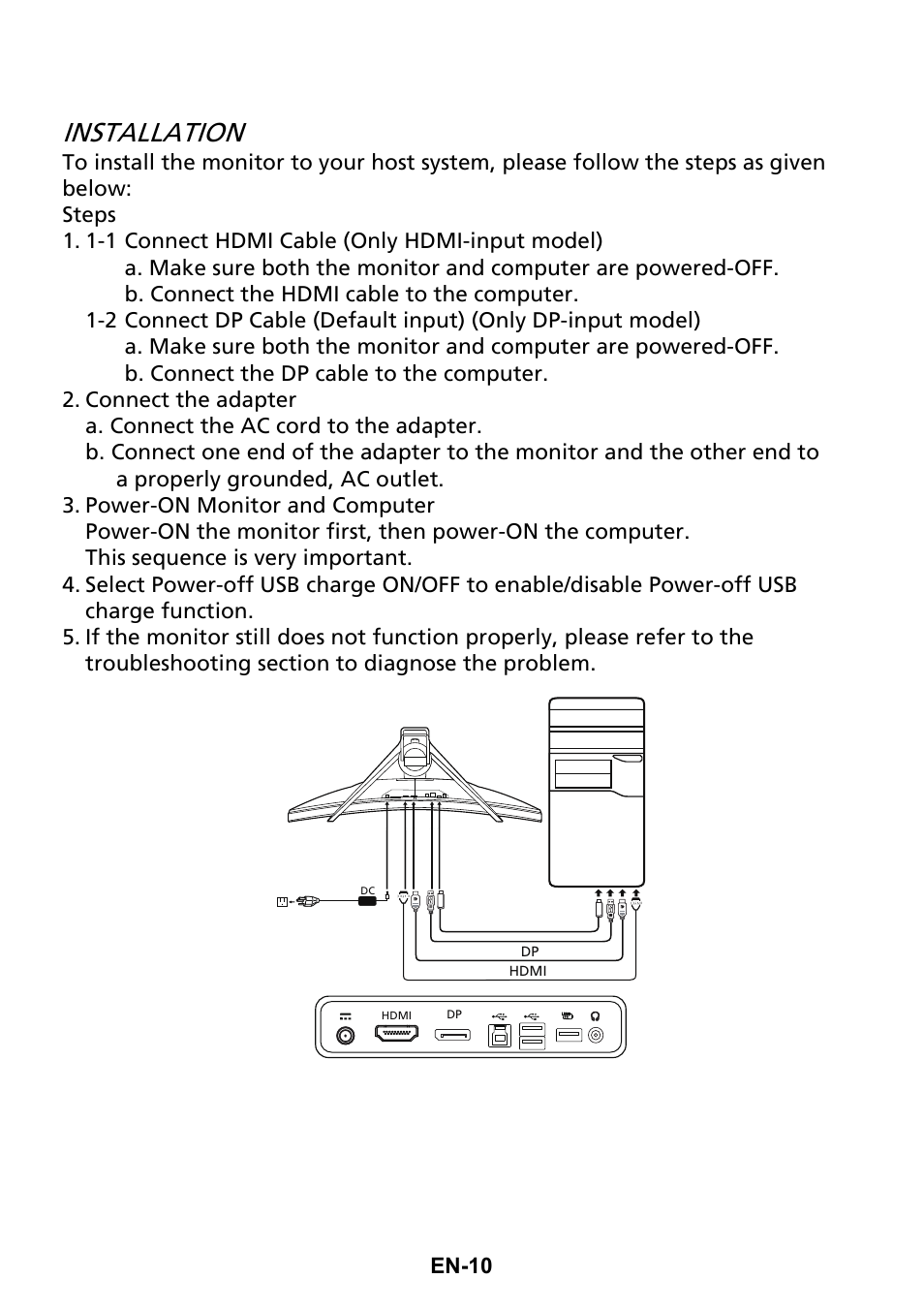 Installation | Acer Predator X35 BMIPHZX 21:9 180 Hz Curved NVIDIA G-SYNC VA Gaming Monitor User Manual | Page 19 / 33