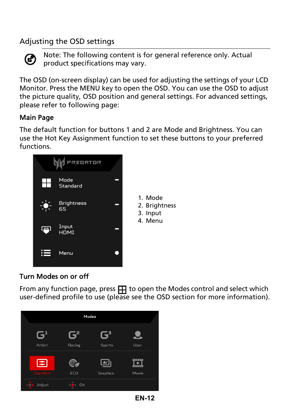 Acer Predator X35 BMIPHZX 21:9 180 Hz Curved NVIDIA G-SYNC VA Gaming Monitor User Manual | Page 21 / 33