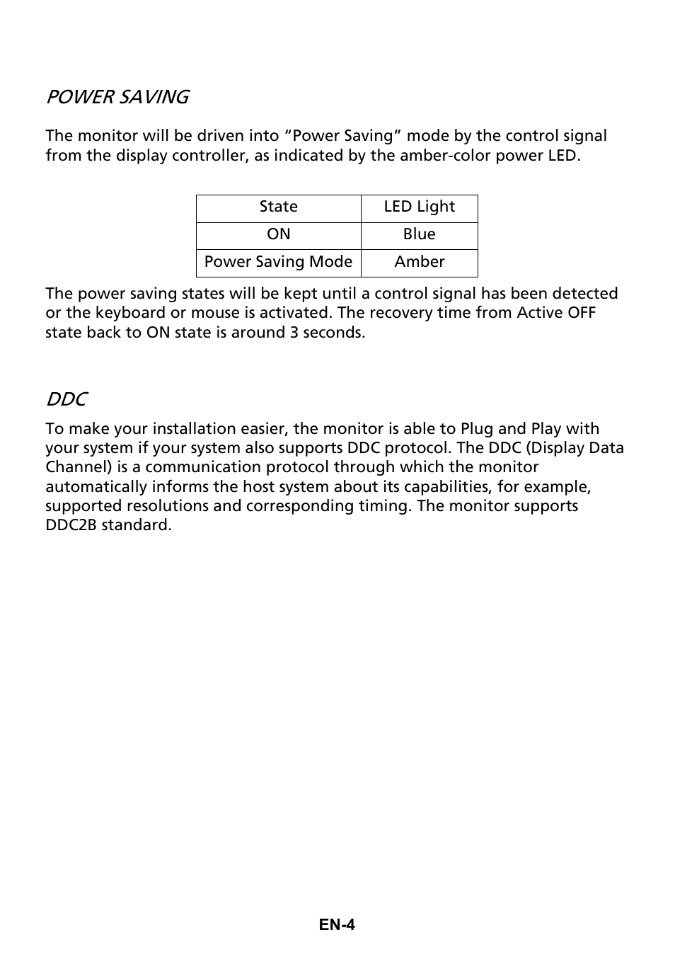 Power saving ddc, Power saving | Acer XG270HU omidpx 27" Widescreen LED Backlit LCD Monitor User Manual | Page 13 / 31