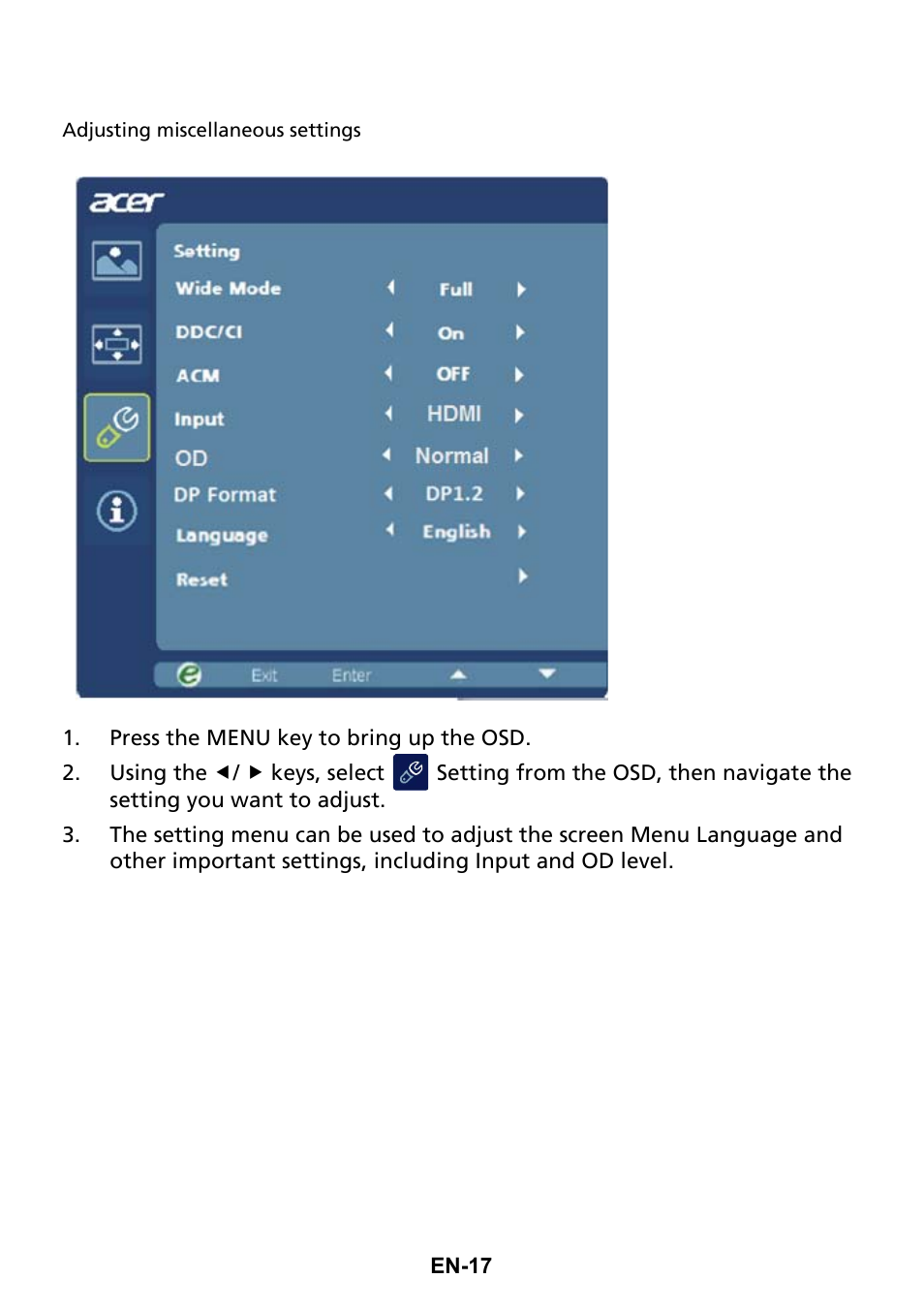 Acer XG270HU omidpx 27" Widescreen LED Backlit LCD Monitor User Manual | Page 26 / 31