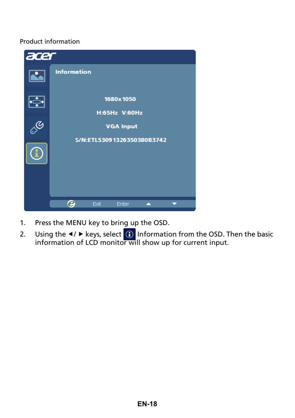 Acer XG270HU omidpx 27" Widescreen LED Backlit LCD Monitor User Manual | Page 27 / 31