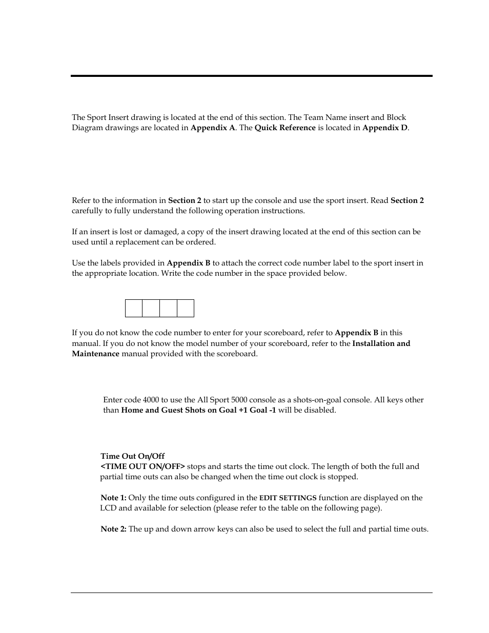Section 9: hockey operations, 1 shots on goal console operation, 2 hockey keys | Section 9, Hockey operations | Daktronics All Sport 5000 User Manual | Page 148 / 416