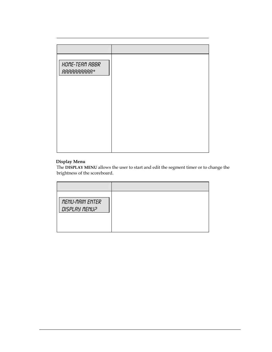 Menu-main enter display menu | Daktronics All Sport 5000 User Manual | Page 158 / 416