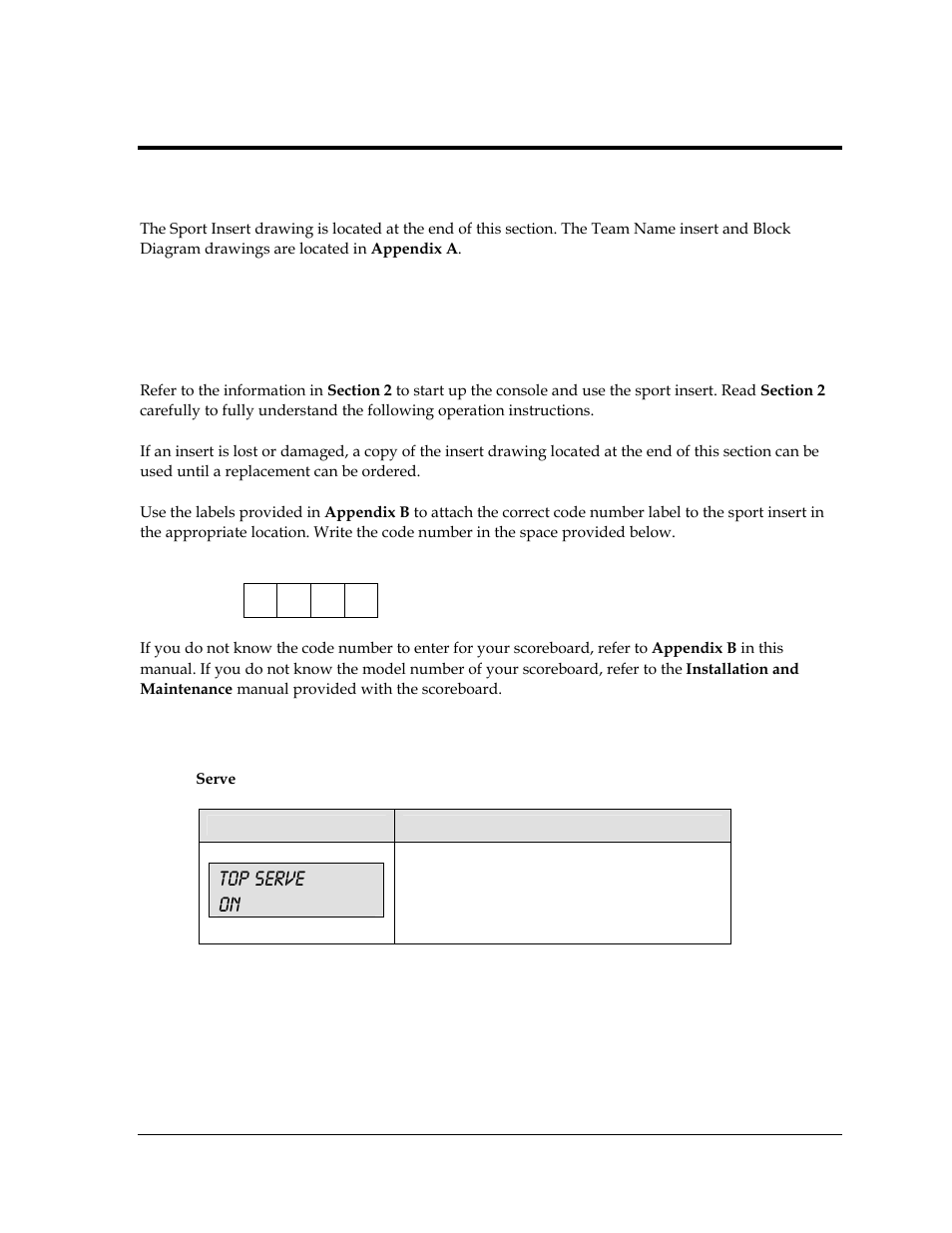 Section 11: tennis operations, 1 tennis keys, Section 11 | Tennis operations, Top serve on | Daktronics All Sport 5000 User Manual | Page 182 / 416