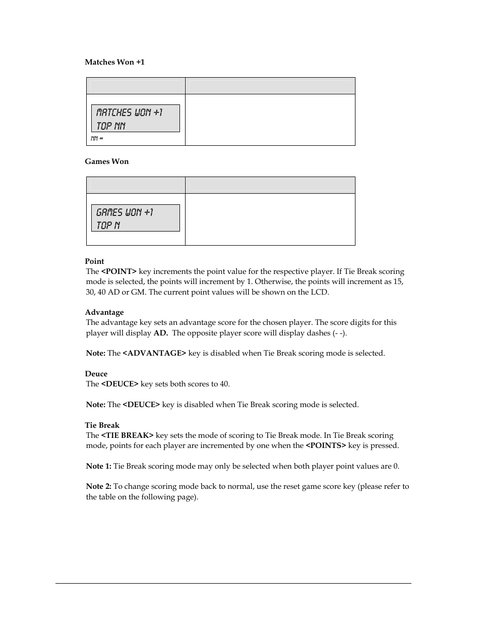 Matches won +1 top nn, Games won +1 top n | Daktronics All Sport 5000 User Manual | Page 183 / 416