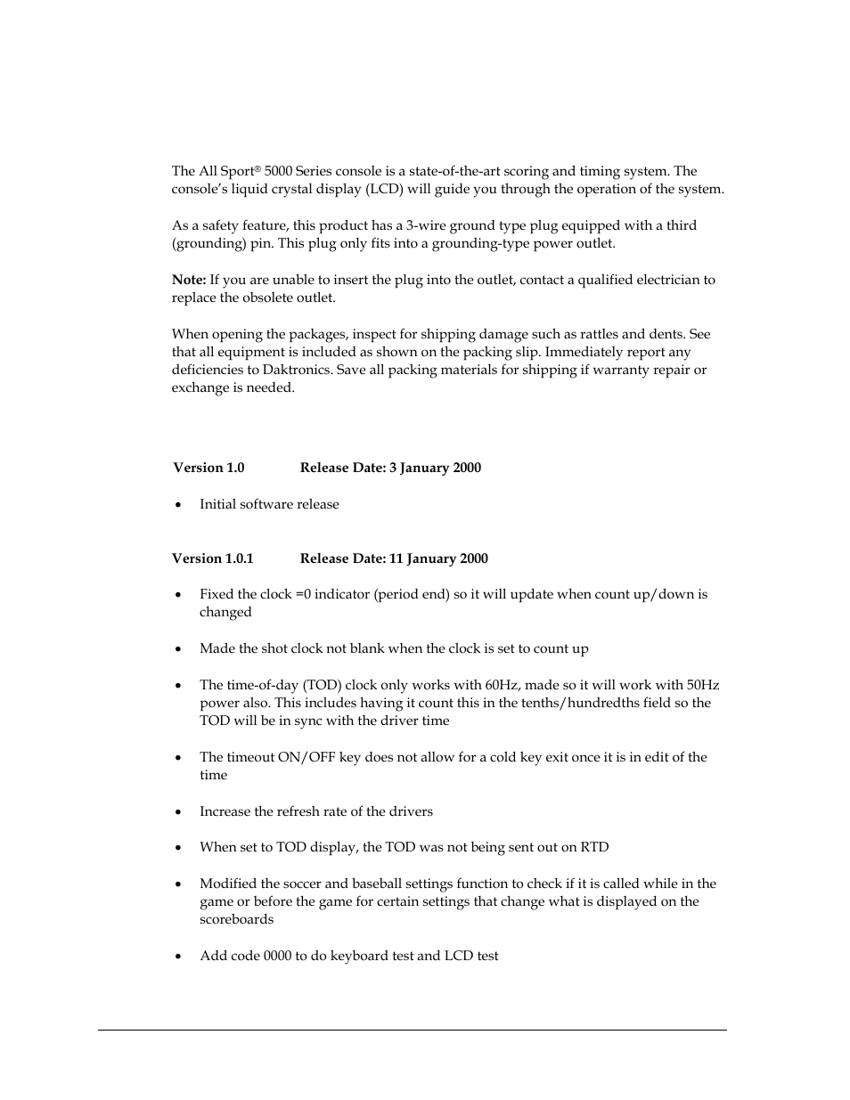 1 console overview, 2 revision history | Daktronics All Sport 5000 User Manual | Page 19 / 416