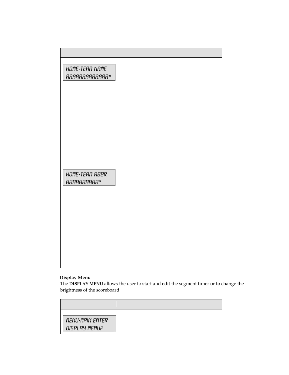 Menu-main enter display menu | Daktronics All Sport 5000 User Manual | Page 200 / 416