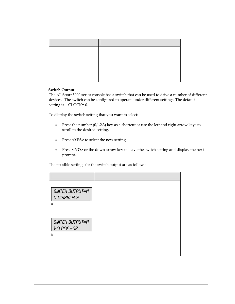 Switch output=n 0-disabled, Switch output=n 1-clock =0 | Daktronics All Sport 5000 User Manual | Page 204 / 416