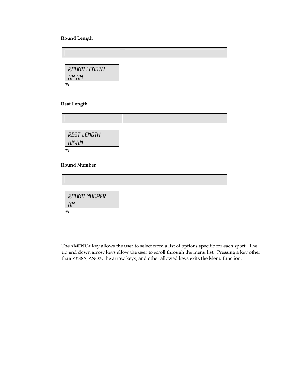 2 menu, Round length nn:nn, Rest length nn:nn | Round number nn | Daktronics All Sport 5000 User Manual | Page 266 / 416